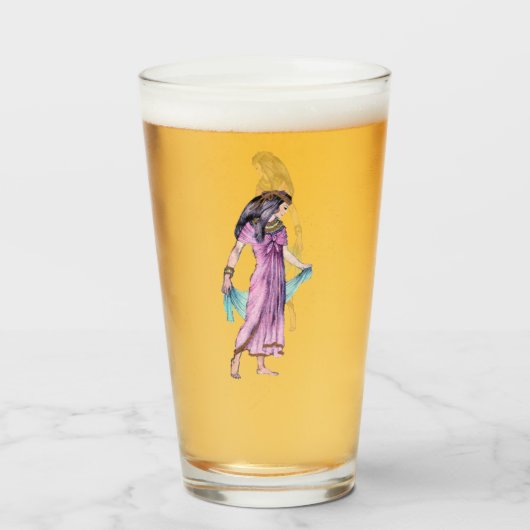 レディかわいらしピンクドレスブルースカーフ古代エジプト タンブラーグラス (ドリンク正面)
