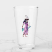 レディかわいらしピンクドレスブルースカーフ古代エジプト タンブラーグラス (正面)