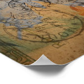 レディかわいらしヴィンテージデジタルコラージュ ポスター (角)