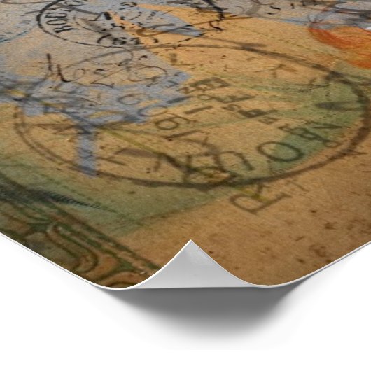 レディかわいらしヴィンテージデジタルコラージュ ポスター (角)