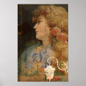 レディかわいらしヴィンテージデジタルコラージュ ポスター (正面)