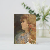 レディかわいらしヴィンテージデジタルコラージュ ポストカード (スタンド正面)