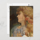 レディかわいらしヴィンテージデジタルコラージュ ポストカード (正面/裏面)