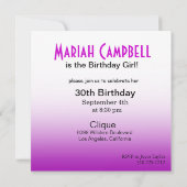 レディかわいらし誕生日カクテルパーティーコバルト/暗い赤紫色 招待状 (裏面)