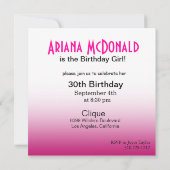 レディかわいらし誕生日カクテルパーティー紫/赤 招待状 (裏面)