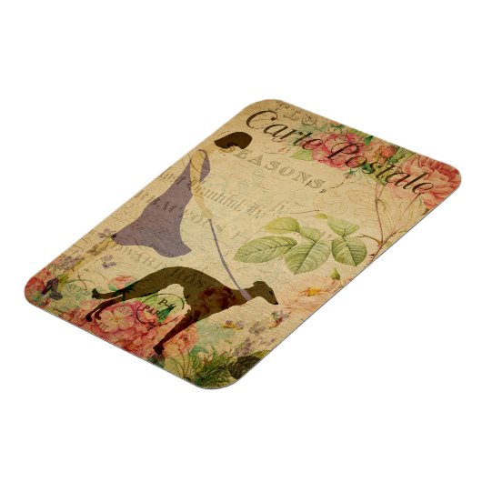 レディとグレイハウンドヴィンテージフランスの葉書 マグネット (左側)