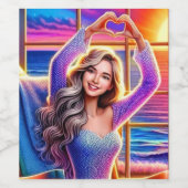 レディとハートの手 ワインラベル (シングルラベル)