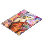 レディとバラ-抽象芸術女性オリジナル絵画ズ ノートブック (左側)