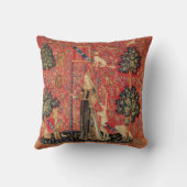 レディとユニコーンのライオン、ファンタジーの花、動物 クッション (裏面)