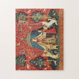 レディとユニコーンのライオン、ファンタジーの花、動物 ジグソーパズル