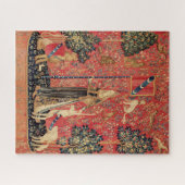 レディとユニコーンのライオン、ファンタジーの花、動物 ジグソーパズル (横)