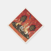 レディとユニコーンのライオン、ファンタジーの花、動物 スタンダードカクテルナプキン (角)