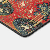 レディとユニコーンのライオン、ファンタジーの花、動物 デスクマット (コーナー)