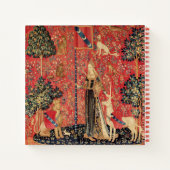 レディとユニコーンのライオン、ファンタジーの花、動物 ノートブック (裏面)