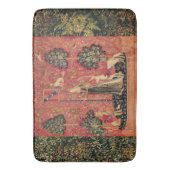 レディとユニコーンのライオン、ファンタジーの花、動物 バスマット (正面縦)