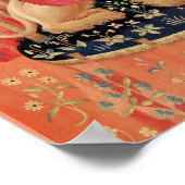 レディとユニコーンのライオン、ファンタジーの花、動物 ポスター (角)