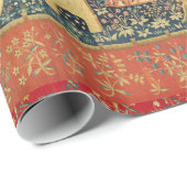 レディとユニコーンのライオン、ファンタジーの花、動物 ラッピングペーパー (ロールコーナー)