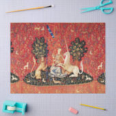 レディとユニコーンのライオン、ファンタジーの花、動物 薄葉紙 (クラフト)