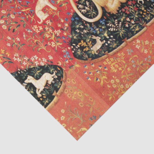 レディとユニコーンのライオン、ファンタジーの花、動物 薄葉紙 (詳細)