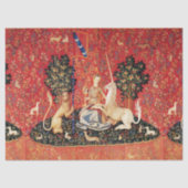 レディとユニコーンのライオン、ファンタジーの花、動物 薄葉紙 (正面)