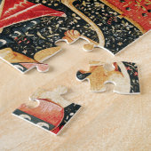 レディとユニコーンの香り,ライオン,花,動物 ジグソーパズル (側面)