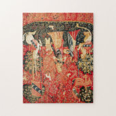 レディとユニコーンの香り,ライオン,花,動物 ジグソーパズル (縦)