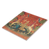 レディとユニコーンファンタジーの花、動物 タイル (側面)