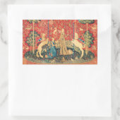 レディとユニコーンファンタジーの花、動物 長方形シール (バッグ)