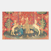 レディとユニコーンファンタジーの花、動物 長方形シール (正面)