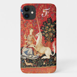 レディとユニコーンファンタジー花,動物モノグラム iPhone 11 ケース