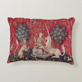 レディとユニコーン中世タペストリーの光景 アクセントクッション (裏面)