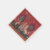 レディとユニコーン中世タペストリーの光景 スタンダードカクテルナプキン (角)