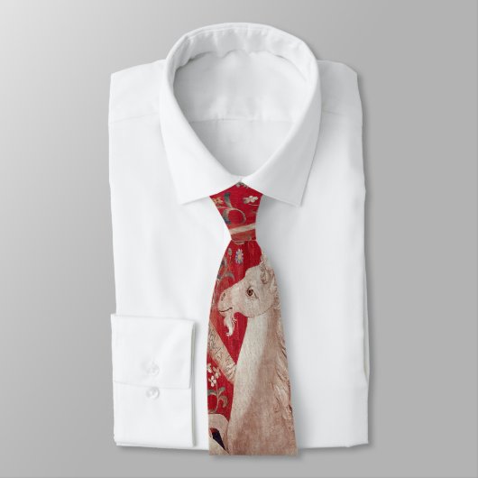 レディとユニコーン中世タペストリーの光景 ネクタイ (タイ)