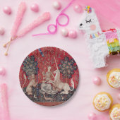 レディとユニコーン中世タペストリーの光景 ペーパープレート (パーティー)