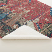 レディとユニコーン中世タペストリーの味 シェルパブランケット (3/4)