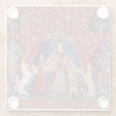 レディとユニコーン中世タペストリーの欲望 ガラスコースター (裏面)