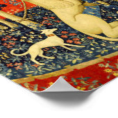 レディとユニコーン中世タペストリーアート ポスター (角)