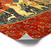 レディとユニコーン中世タペストリーアート ポスター (角)