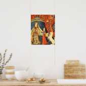 レディとユニコーン中世タペストリーアート ポスター (キッチン)