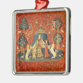 レディとユニコーン中世タペストリーアート メタルオーナメント (左)