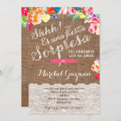レディのためのサプライズ誕生日パーティーの招待状スペインの、 招待状 (正面/裏面)