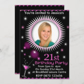 レディの21歳の誕生日パーティー写真招待状 招待状 (正面/裏面)