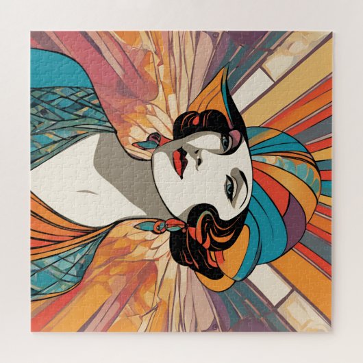 レディエレガントアールデコインスパイアAIアートワーク写真 ジグソーパズル (横)