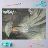 レディエレガントグリーンドレスパラソルオールドドアフローラ 薄葉紙 (クラフト)