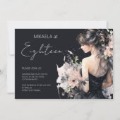 レディエレガントデバタンテフローラ18th誕生日パーティー 招待状 (正面)