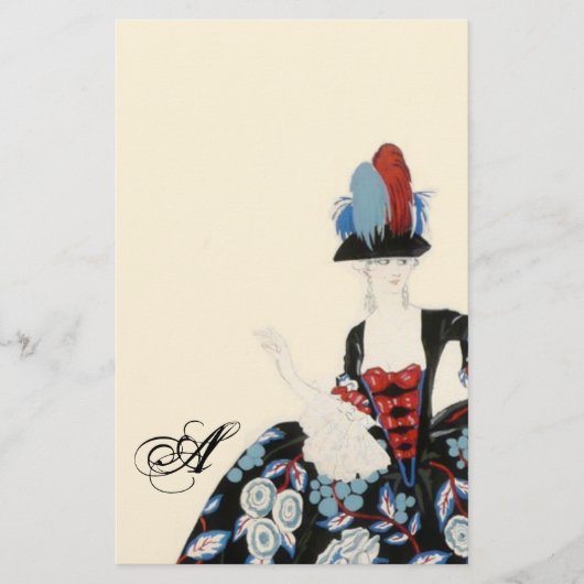 レディエレガントフローラドレス/美しいファッションモノグラム 便箋 (正面)