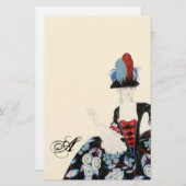 レディエレガントフローラドレス/美しいファッションモノグラム 便箋 (正面/裏面)