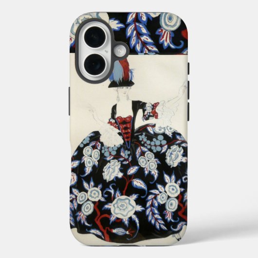 レディエレガントフローラ白黒花ドレス Case-Mate iPhoneケース (裏面)
