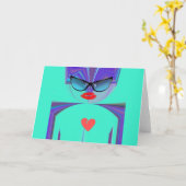 レディエレガントポートレート：アートワークカラフル カード (黄色い花)