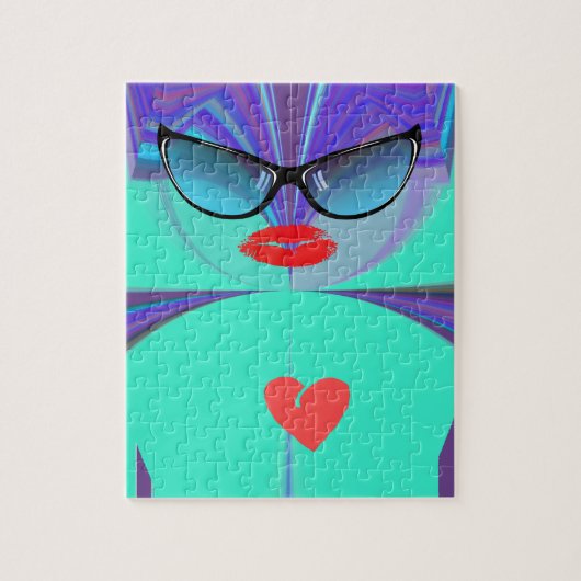 レディエレガントポートレート:アートワークカラフル ジグソーパズル (縦)